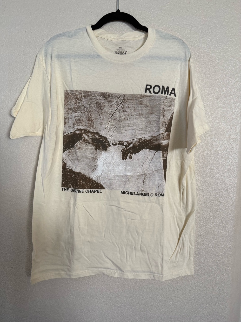 ROMA Cream Graphic Tee - Sistine Chapel Print Mens size L